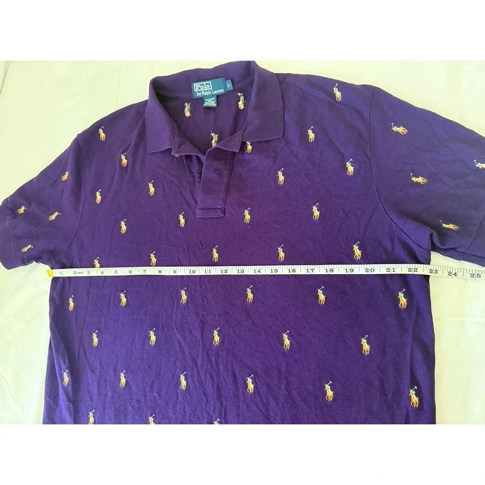 Vintage Polo by RALPH PAUREN embroidered purple polo shirt sleeve men's Large